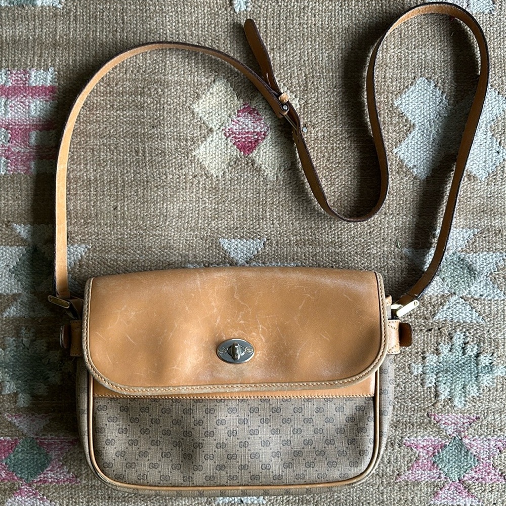 COPY - COPY - Vintage Gucci Micro GG Crossbody Costed Canvas/ Leather